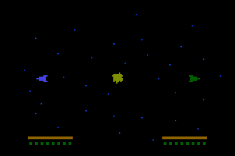 Astrowarriors (Atari 8-bit) screenshot: Watch Out for the Sun