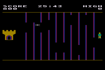 Castles and Keys (Atari 8-bit) screenshot: Avoid Laser Barriers