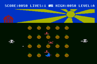 Flapper (Atari 8-bit) screenshot: Eating Peaches on Level A