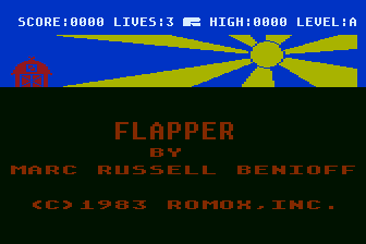 Flapper (Atari 8-bit) screenshot: Title Screen
