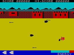 Viper III (ZX Spectrum) screenshot: Crashed into an enemy.
