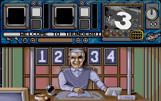 Thunderbirds (Amiga) screenshot: Mission select screen.