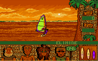 Windsurf Willy (Amiga) screenshot: Windsurfing in Kenya.