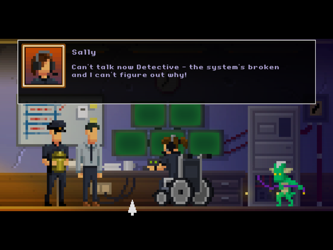 The Darkside Detective (Windows) screenshot: The gremlin-infested police station ;)