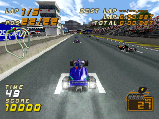 F1 Racing Championship (PlayStation) screenshot: Arcade mode. Starting grid. Go!