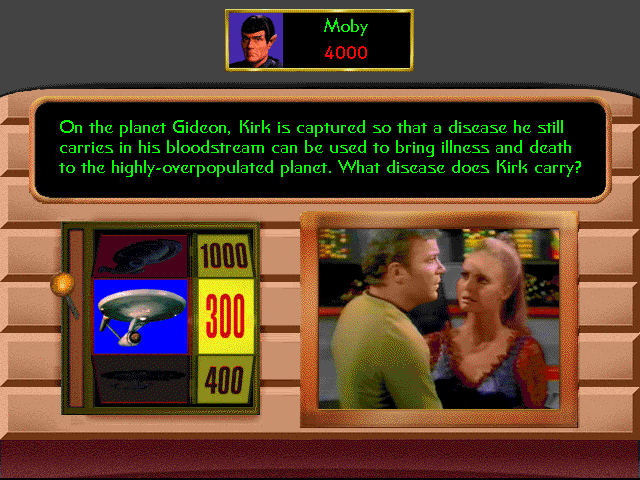 Star Trek: The Game Show (Windows) screenshot: The questions often require expert knowledge of Star Trek episode details.
