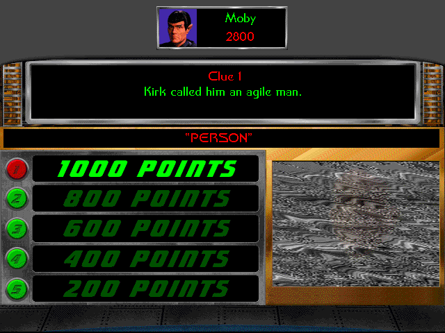 Star Trek: The Game Show (Windows) screenshot: In the Beta Quadrant clues are given over time.