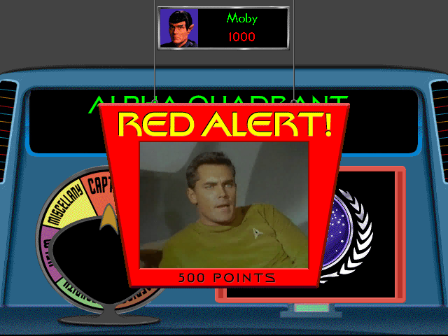 Star Trek: The Game Show (Windows) screenshot: A Red Alert will show a video clip and then quiz you on what you just watched.