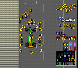 F-1 Grand Prix Part II (SNES) screenshot: South African GP - Pit stop