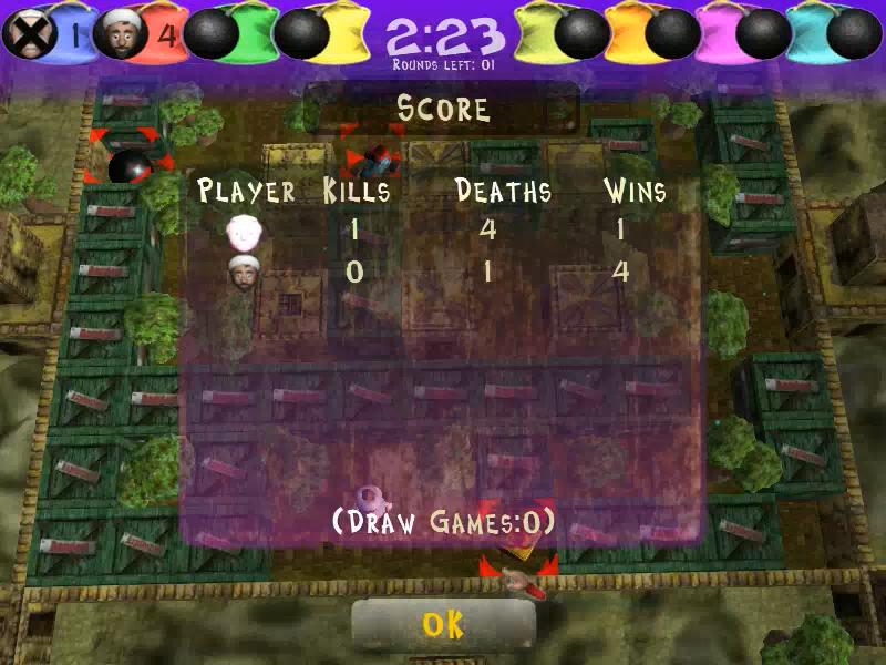 BomberFUN (Windows) screenshot: Game over and the score