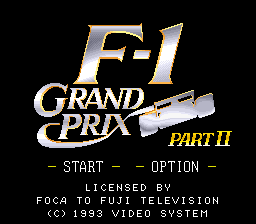 F-1 Grand Prix Part II (SNES) screenshot: Title screen