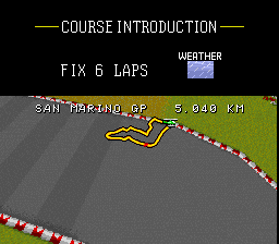 F-1 Grand Prix Part II (SNES) screenshot: Course Introduction - San Marino GP...