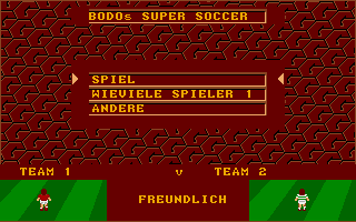 Gazza's Super Soccer (Amiga) screenshot: Main menu (German version)