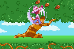 Strawberry Shortcake: Summertime Adventure (Game Boy Advance) screenshot: The bubble will make reach the higher fruit.
