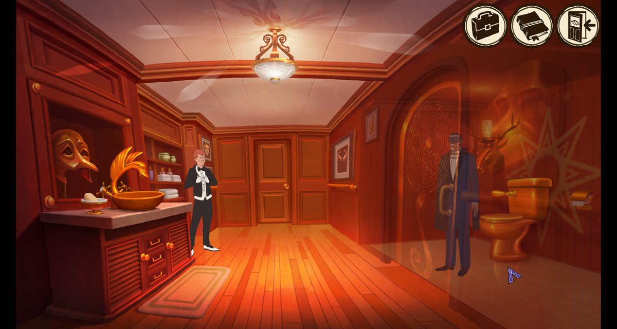 Voodoo Detective (Windows) screenshot: The famed golden toilet. Trump didn't actually have it, Yanukovych didn't... finally someone does. ;)