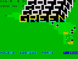 Golf (ZX Spectrum) screenshot: GREEN! Both players are on the green.