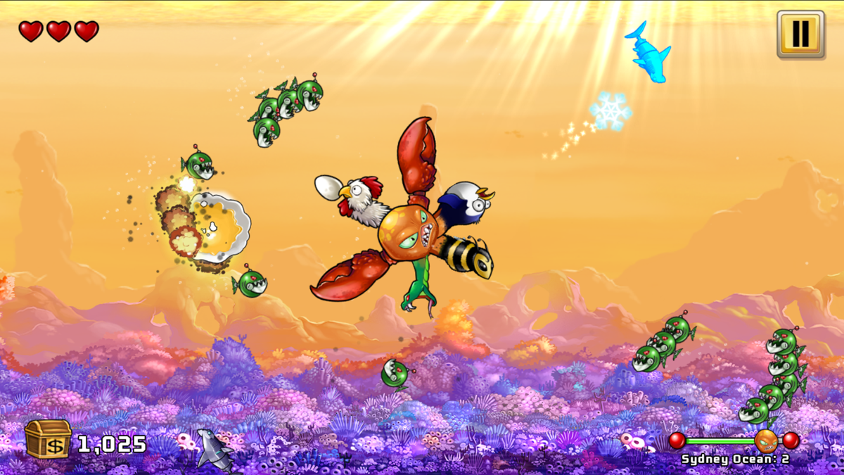 Octogeddon (Windows) screenshot: Using various DNA types, the octopus looks more and more absurd
