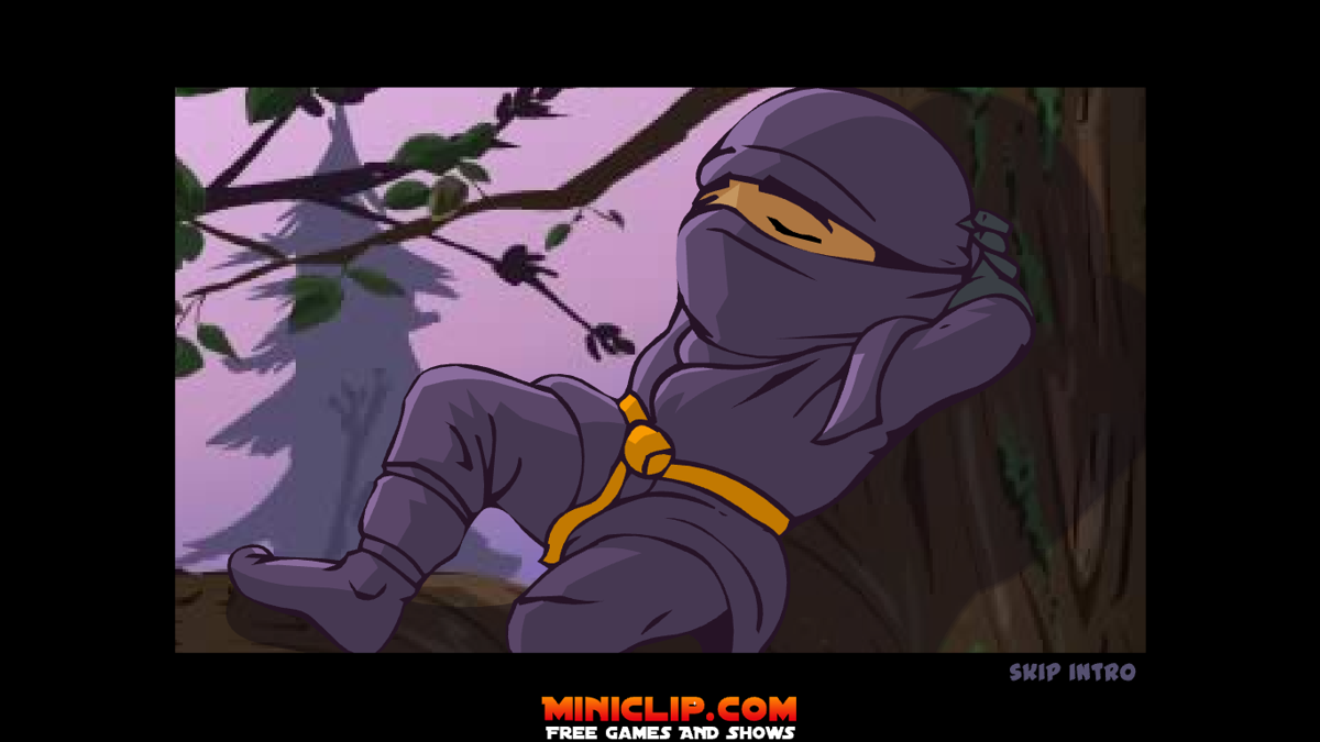 3 Foot Ninja II (Browser) screenshot: The little ninja taking a nap - would be a shame if somebody disturbed his slumber.