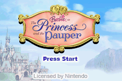 Barbie as The Princess and the Pauper (Game Boy Advance) screenshot: English Title Screen