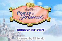 Barbie as The Princess and the Pauper (Game Boy Advance) screenshot: French Title Screen
