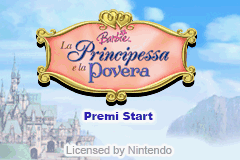 Barbie as The Princess and the Pauper (Game Boy Advance) screenshot: Italian Title Screen