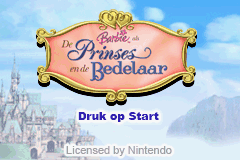 Barbie as The Princess and the Pauper (Game Boy Advance) screenshot: Dutch Title Screen