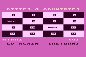 Square Pairs (Atari 8-bit) screenshot: A Match