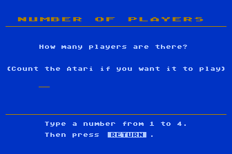 Square Pairs (Atari 8-bit) screenshot: Game Setup