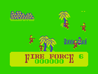 Fire Force (TRS-80 CoCo) screenshot: Seeking Cover