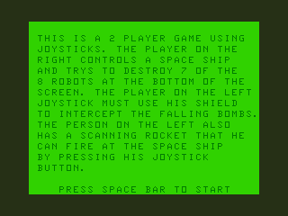 Screenshot of Robot Bomber (TRS-80 CoCo, 1982) - MobyGames