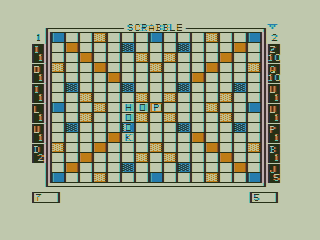 Scrabble (TRS-80 CoCo) screenshot: Building Words