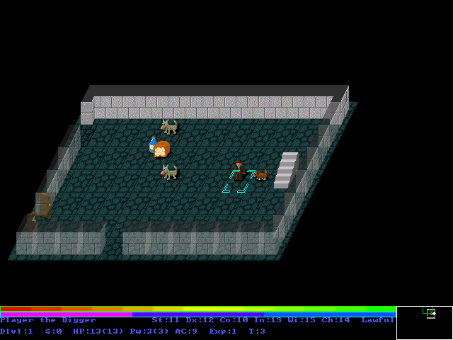 SLASH'EM (DOS) screenshot: Game starts (640x480).