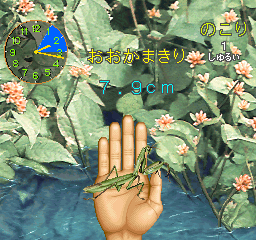Mushi Tarō (PlayStation) screenshot: Indeed, I actually had to PRAY again to get this Praying Mantis.