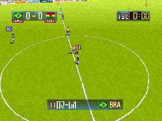 Hyper Formation Soccer (PlayStation) screenshot: Brazil vs Bolivia
