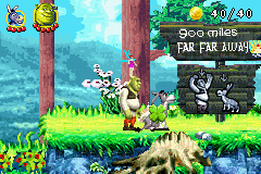 Shrek 2 (Game Boy Advance) screenshot: Shrek and Donkey teamed up