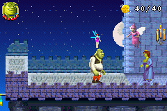 Shrek 2 (Game Boy Advance) screenshot: Fairy Godmother drives a wedge between the married couple