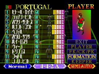 Hyper Formation Soccer (PlayStation) screenshot: Team Conditions