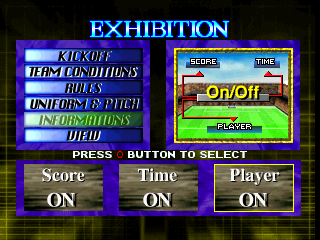 Hyper Formation Soccer (PlayStation) screenshot: Informations