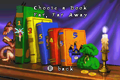 Shrek 2 (Game Boy Advance) screenshot: Books on "Shrek 2"