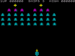Galactians (ZX Spectrum) screenshot: Starting a new game.
