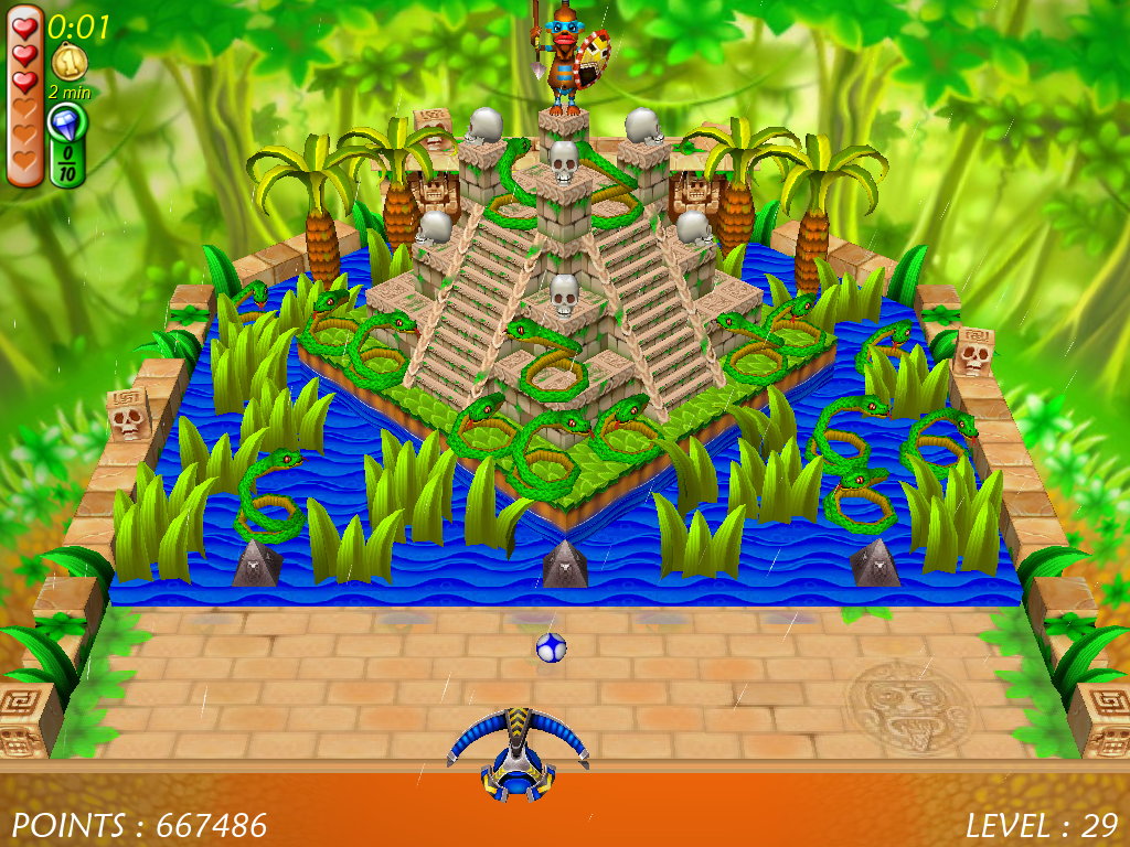 Magic Ball 4 (Windows) screenshot: Temple of snakes on water.