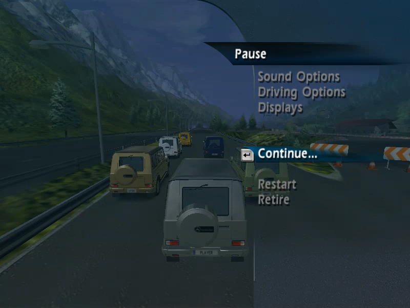 World Racing (Windows) screenshot: Pause menu