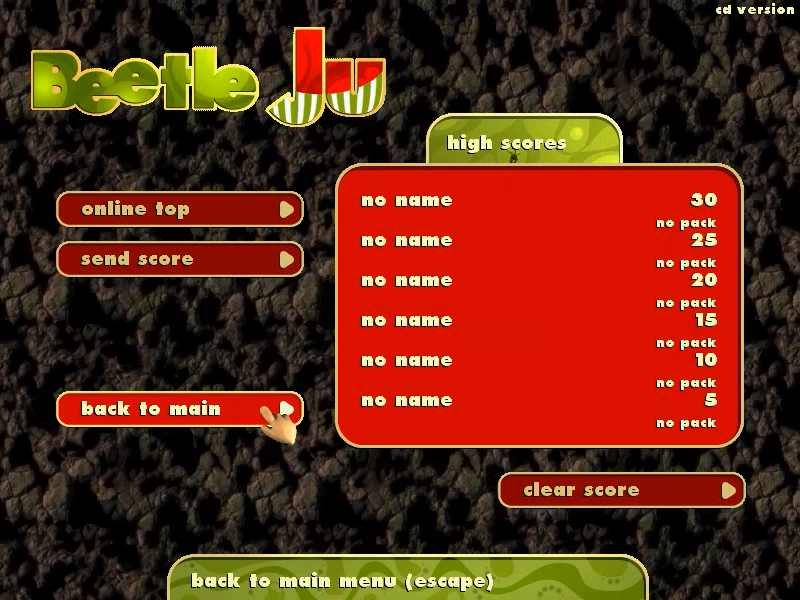 Beetle Ju (Windows) screenshot: High scores