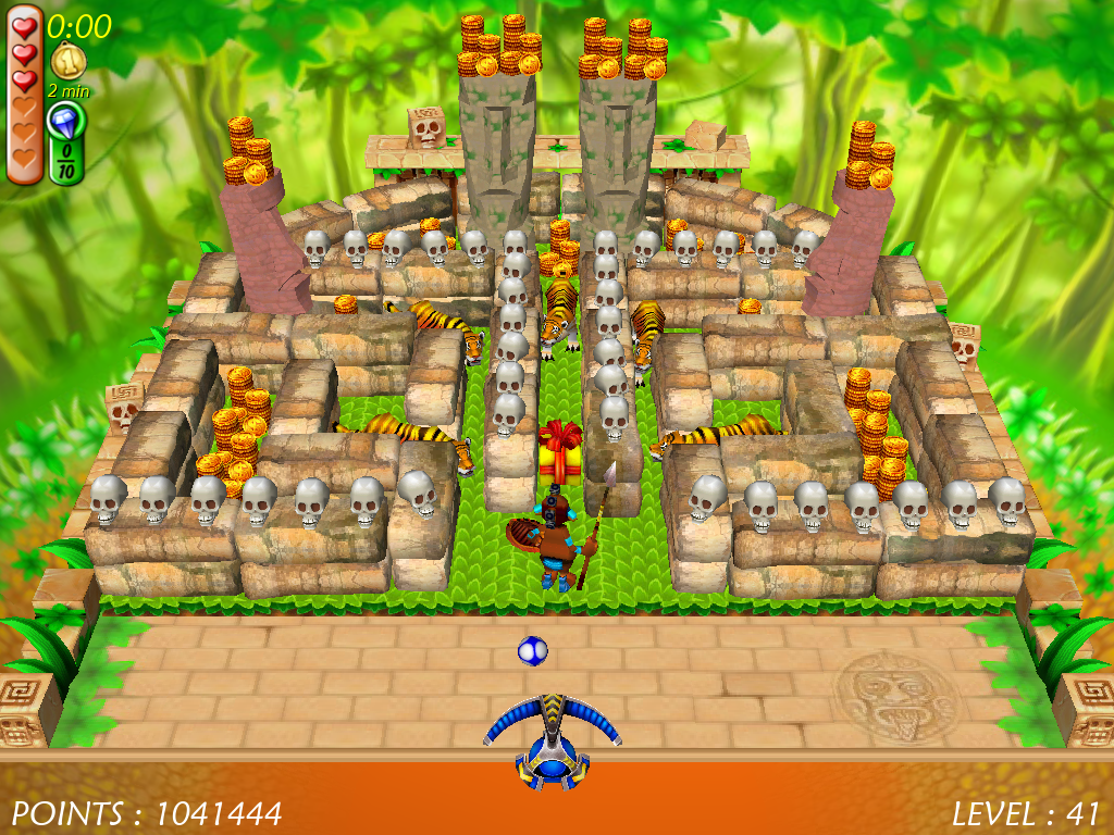 Magic Ball 4 (Windows) screenshot: Labyrinth full of tigers.