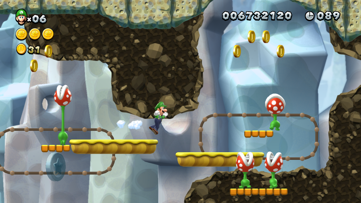 New Super Luigi U (Wii U) screenshot: Another change is that all levels are short. You are given only 100 seconds to beat a level