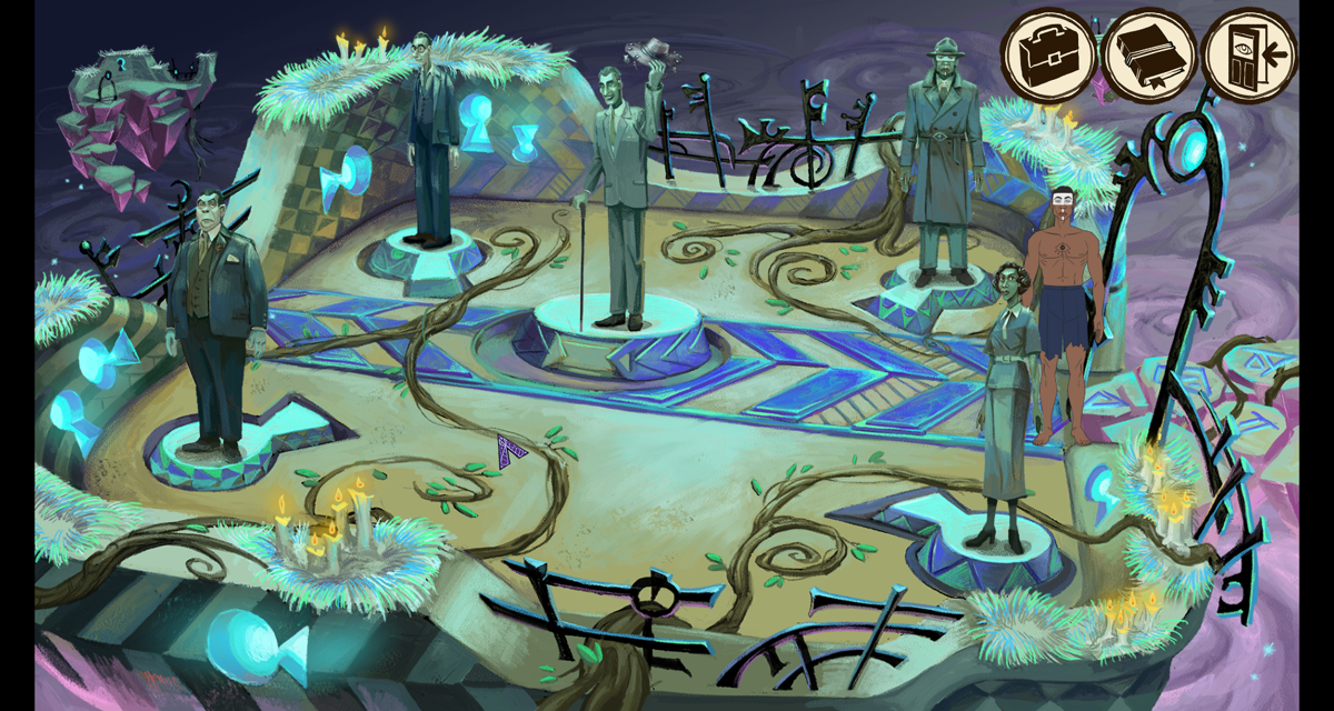 Voodoo Detective (Windows) screenshot: To find a way off the island, Voodoo Detective has to be possessed by Papa Legba and enter the spirit realm.