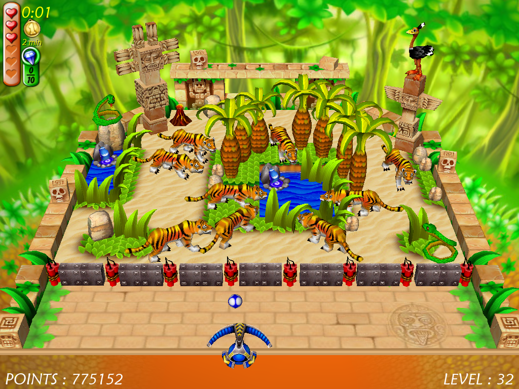 Magic Ball 4 (Windows) screenshot: Water spring in the jungle where animals are drinking water to quench their thirst.
