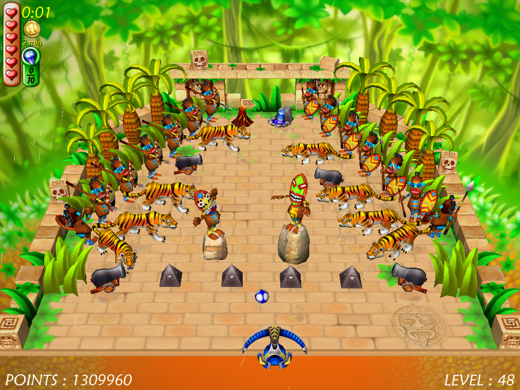 Magic Ball 4 (Windows) screenshot: Two tribes go to war against each other for the control of the jungle island.