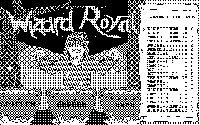 Wizard Royal (Atari ST) screenshot: Level select screen.