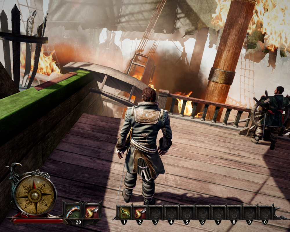 Risen 3: Titan Lords (Windows) screenshot: The game starts with a short dream sequence in which combat basics are introduced